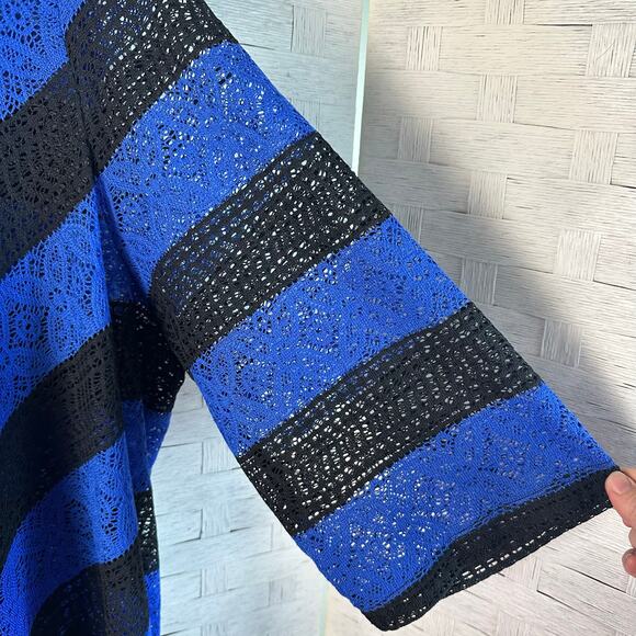 Catherine’s black and blue white stripe cardigan 3/4 sleeve spring plus size - Picture 3 of 8